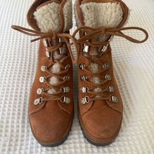 Marc Fisher Brown Suede Lace-Up Boots